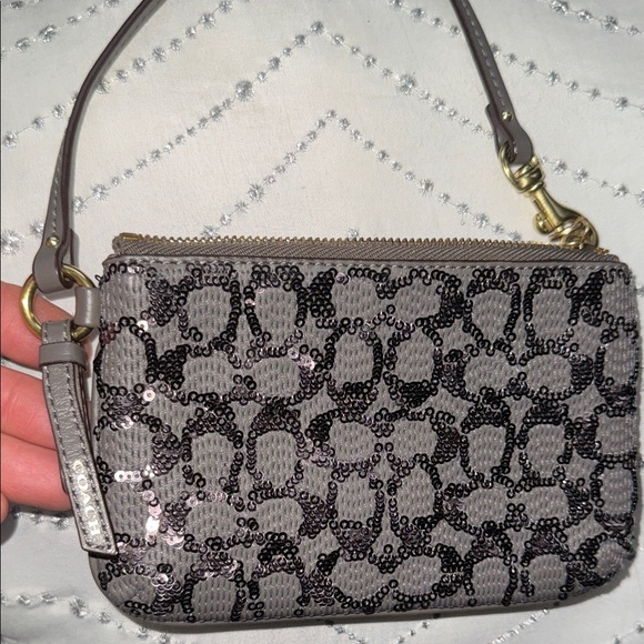 Coach Handbags - Coach with dust bag  Gray and Black Sequin Wristlet